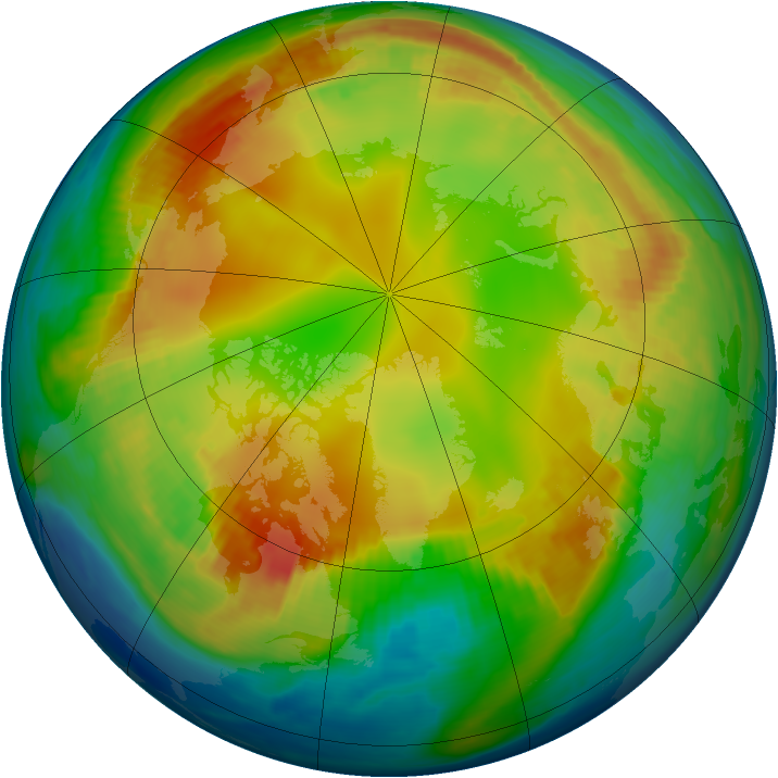 Arctic ozone map for 25 January 1999